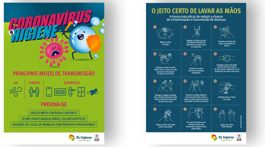cartazes de conscientização para prevenção do coronavírus nas empresas oferecidos pela rl higiene
